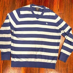 Abercrombie And Fitch NWOT VNeck Striped Sweater Men’s Size XL 100% Pima Cotton